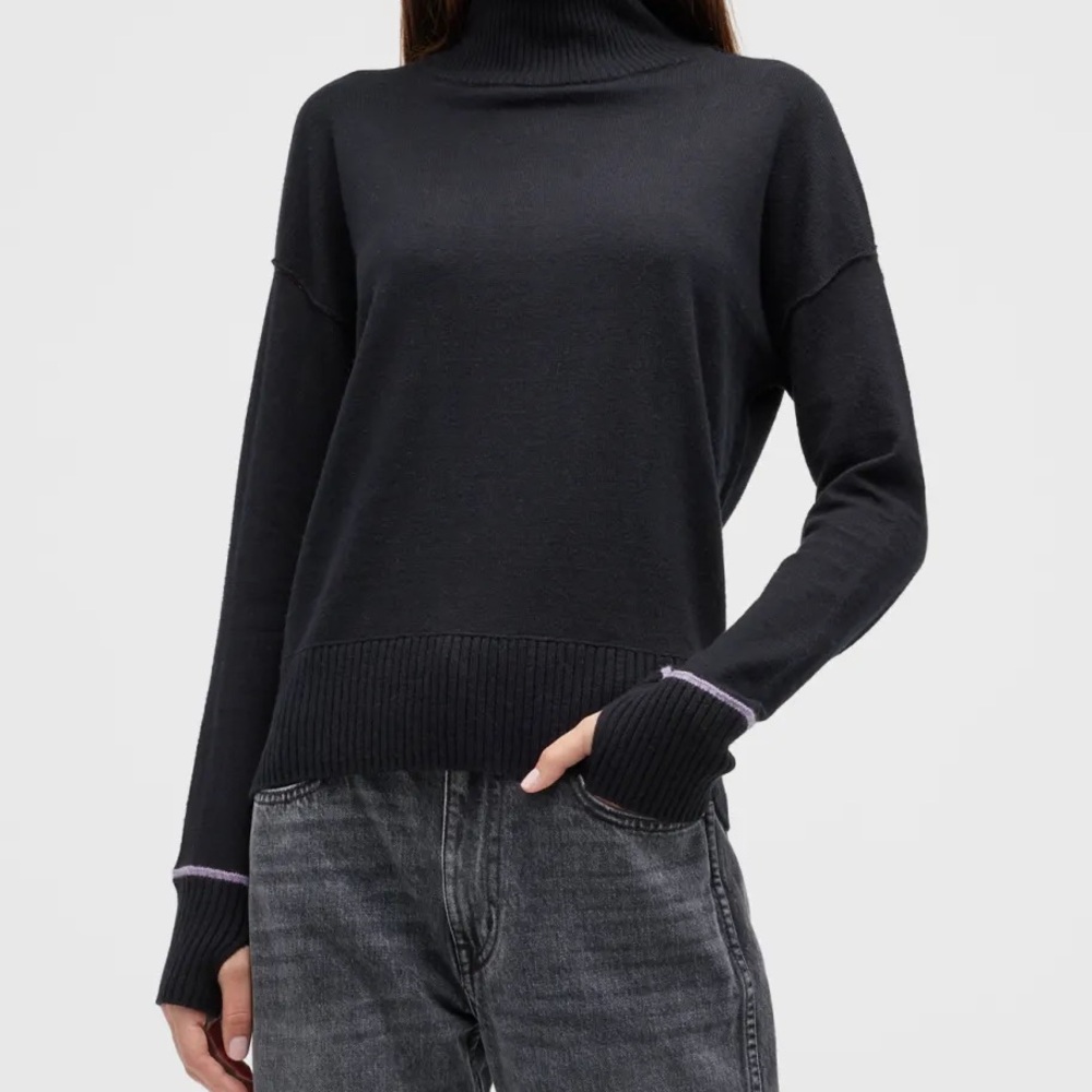 Lisa Todd Black Turtleneck Sweater zip happnes
